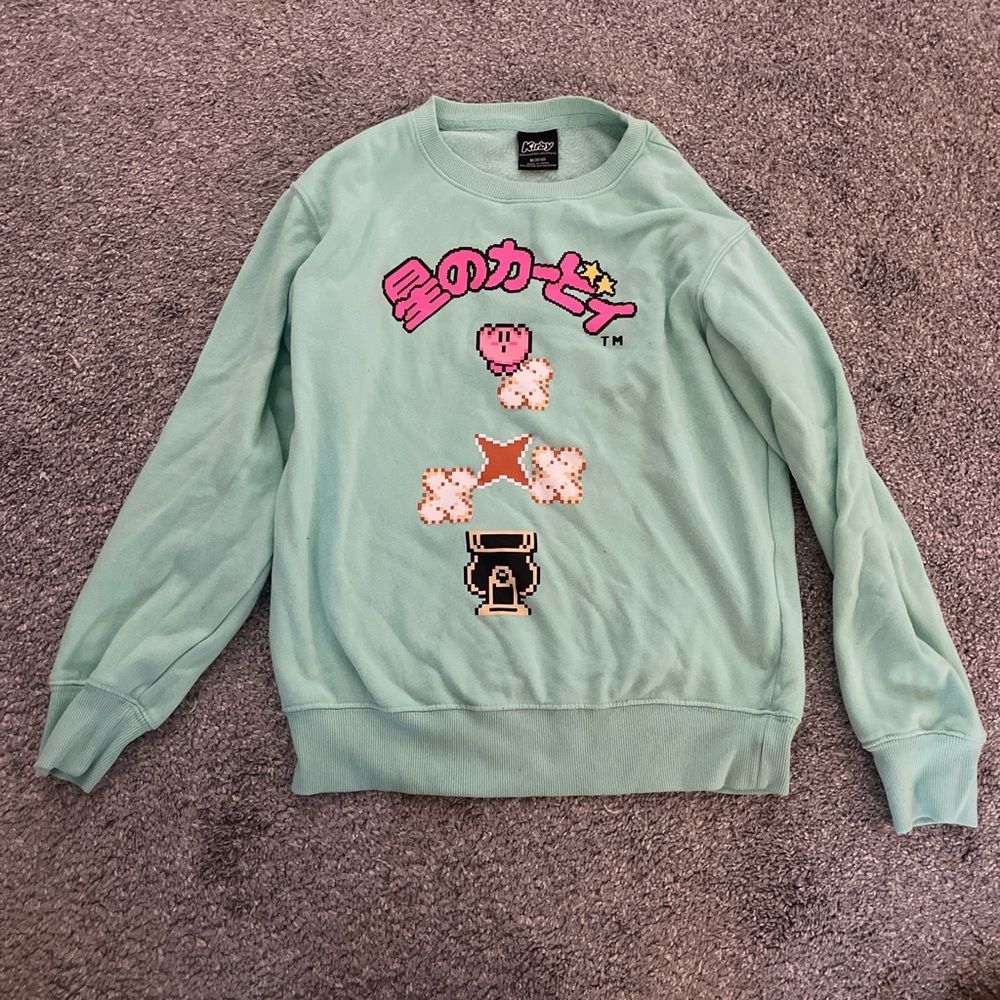 Nintendo Green Crew Neck Sweater with Playful Graphic